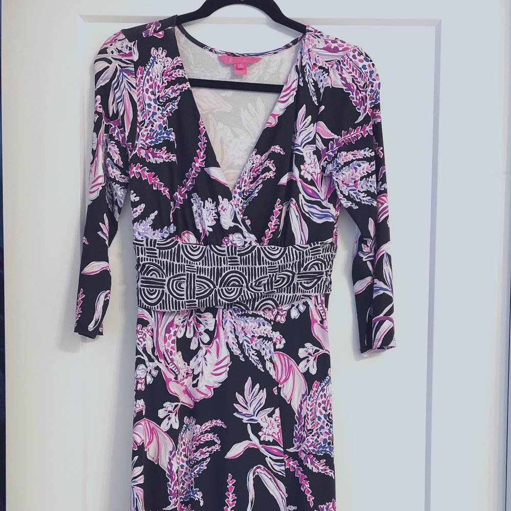 Lilly Pulitzer Onyx Wild Within Fleuris Midi Dress